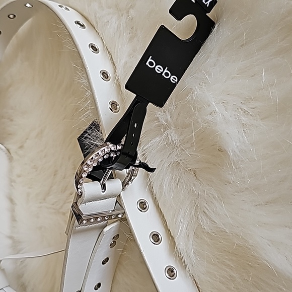 bebe Belt Bag White with Bling Stones 2X - Picture 4 of 7